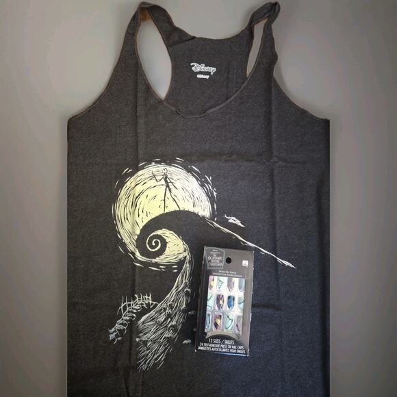 2x LOT Nightmare Before Christmas 24 ALMOND Press On NAILS & RACERBACK Tank XL - Picture 1 of 6